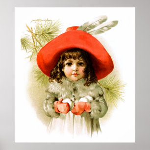 Affiche Maud Humphrey : Fille d'hiver avec des boules de