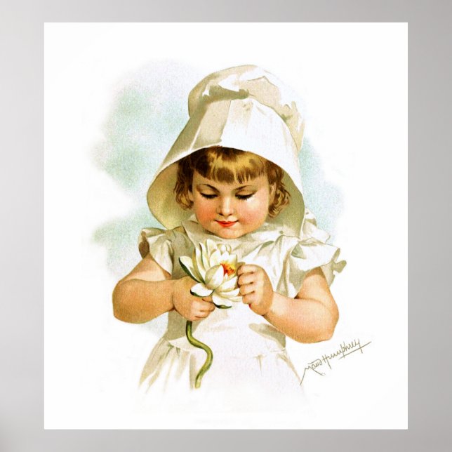 Affiche Maud Humphrey : Summer Girl with Water Lily (Devant)