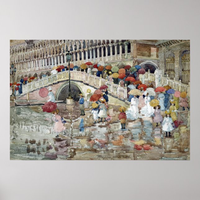 Affiche Maurice Brésil Prendergast Parapluies dans la plui (Devant)