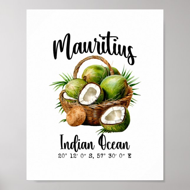 Affiche Maurice Coco Indien Océan Tropical Île Gps (Devant)