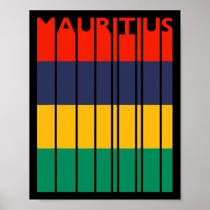 Affiche Maurice Drapeau Mauricien Vintage Vacances