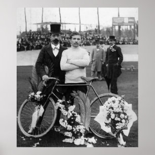 Affiche Maurice Garin Vainqueur Paris-Roubaix 1898 Couleur