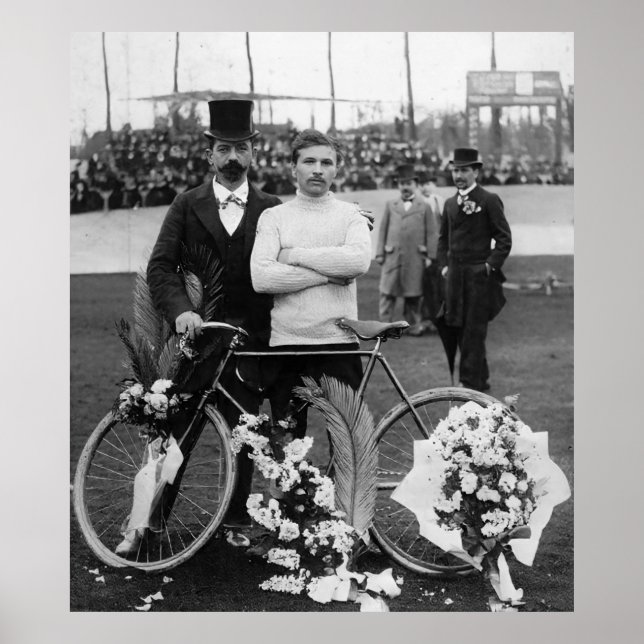 Affiche Maurice Garin Vainqueur Paris-Roubaix 1898 Couleur (Devant)