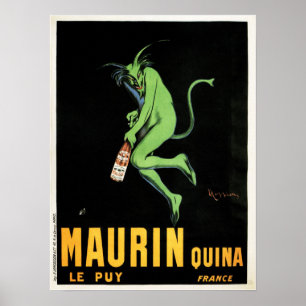 Affiche MAURIN QUINA Green Devil Français Liquor Absinthe