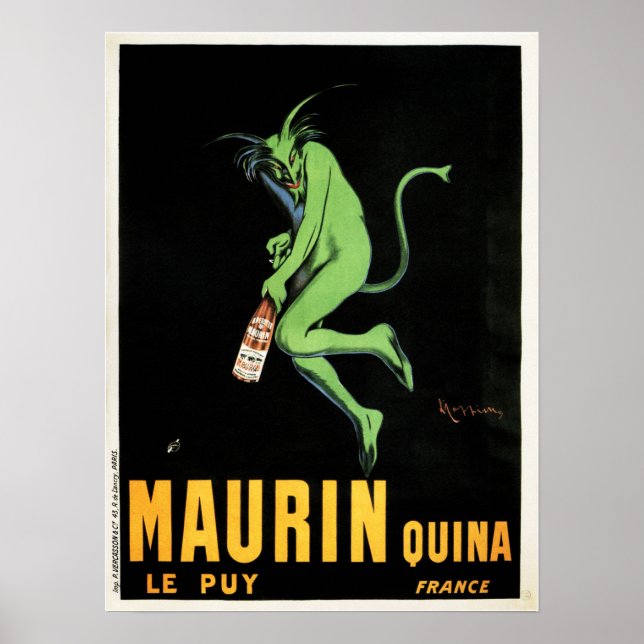 Affiche MAURIN QUINA Green Devil Français Liquor Absinthe (Devant)