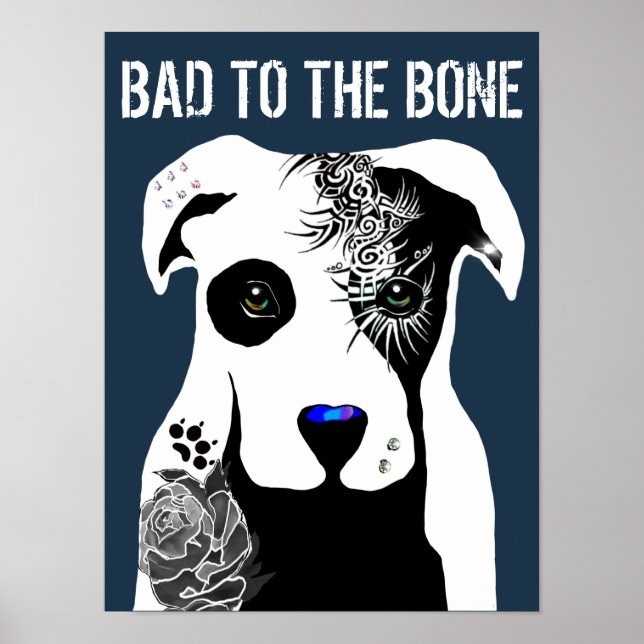 Affiche Mauvais à Bone Pit taureau tatouages de chien et p (Devant)