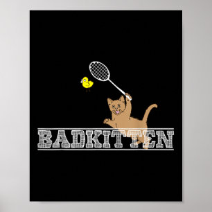 Affiche Mauvais Chat Drôle Badminton Amateurs de Chats Jeu
