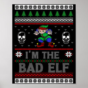 Affiche Mauvais Elfe Noël laid pour amoureux des elfes