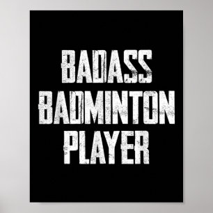 Affiche Mauvais joueur de badminton déclaration typographi