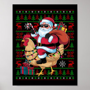 Affiche Mauvais Noël Lumières Drôle Père Noël équitation P