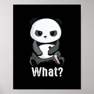 Affiche mauvais panda ours avec couteau combat panda noël