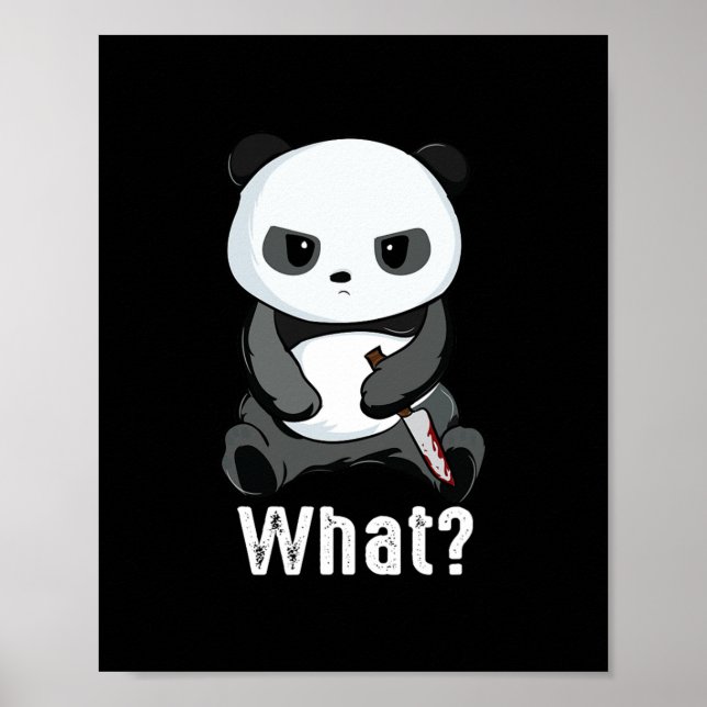 Affiche mauvais panda ours avec couteau combat panda noël (Devant)