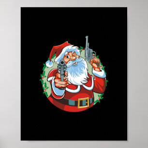 Affiche mauvais santa claus avec armes - drôles noël