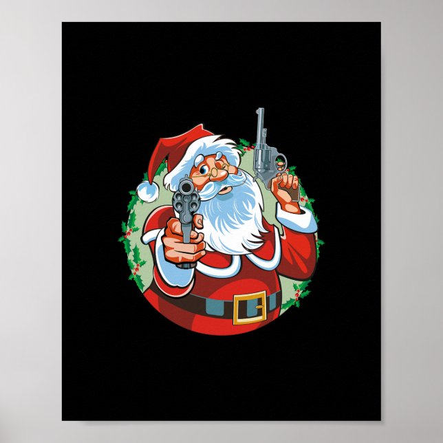 Affiche mauvais santa claus avec armes - drôles noël (Devant)