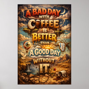 Affiche Mauvaise journée avec café, meilleure art surréali