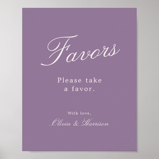 Affiche Mauve Calligraphy Wedding Favor Sign (Devant)
