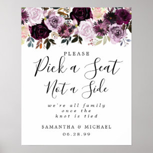 Affiche Mauve Rose Rose Floral Choisir Un Siège Pas Un Côt