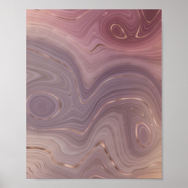 Affiche Mauve Strata | Dusty Rose et Rose Gold Agate (Devant)