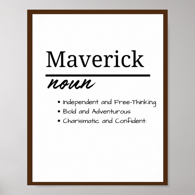 Affiche Maverick, Garçon Personnalisé Nom Définition (Devant)