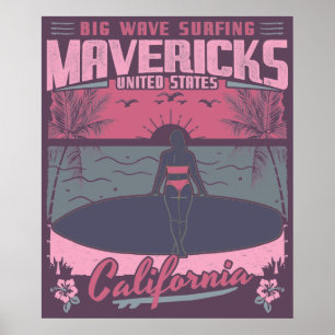 AFFICHE MAVERICKS CALIFORNIA - GRANDE VAGUE SURF