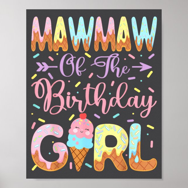 Affiche Mawmaw de la fille d'anniversaire Fête de glace su (Devant)