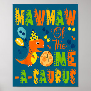 Affiche Mawmaw du dinosaure d'anniversaire de 1 an