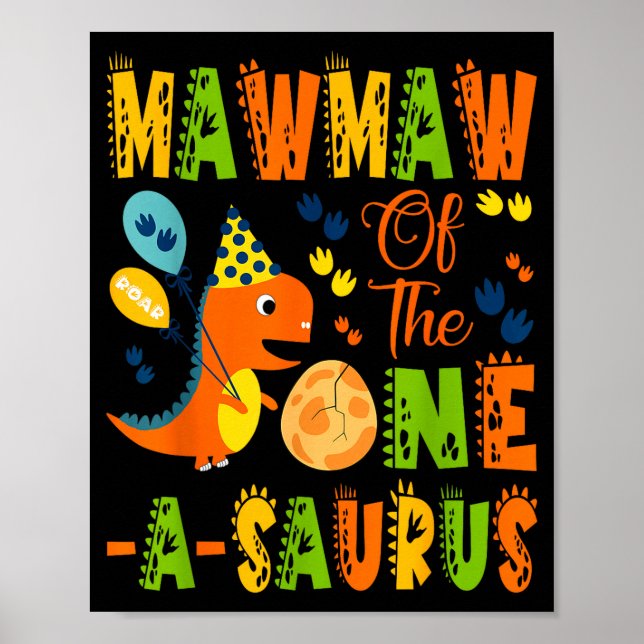 Affiche Mawmaw du dinosaure de premier anniversaire one-a- (Devant)