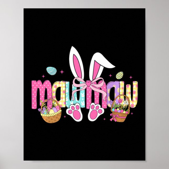 Affiche Mawmaw Nœud Papillon Lapin de Pâques (Devant)