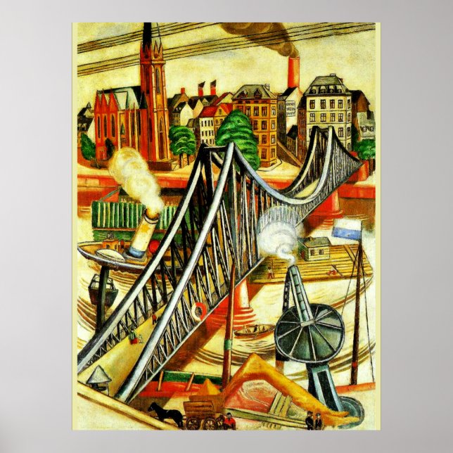 Affiche Max Beckmann - Le pont de fer, peinture d'art (Devant)