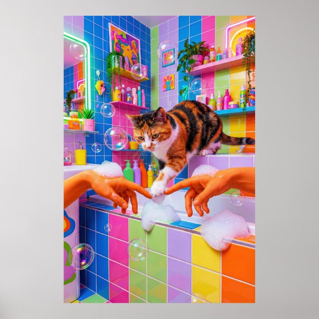 Affiche Maximalist Bathroom Wall Art, Calico Cat (Devant)