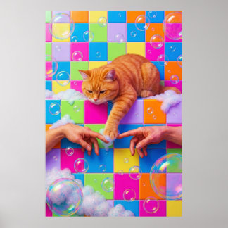 Affiche Maximalist Bathroom Wall Art, Orange Tabby Cat
