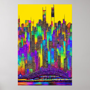 Affiche Maximaliste de Chicago Skyline