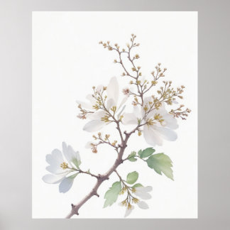 Affiche May Hawthorn Birth Flower