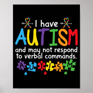 Affiche May Not Respond to Verbe Commands Kids Autism Awa