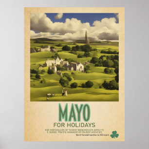 Affiche Mayo Irlande, Retro Irish Travel Advert