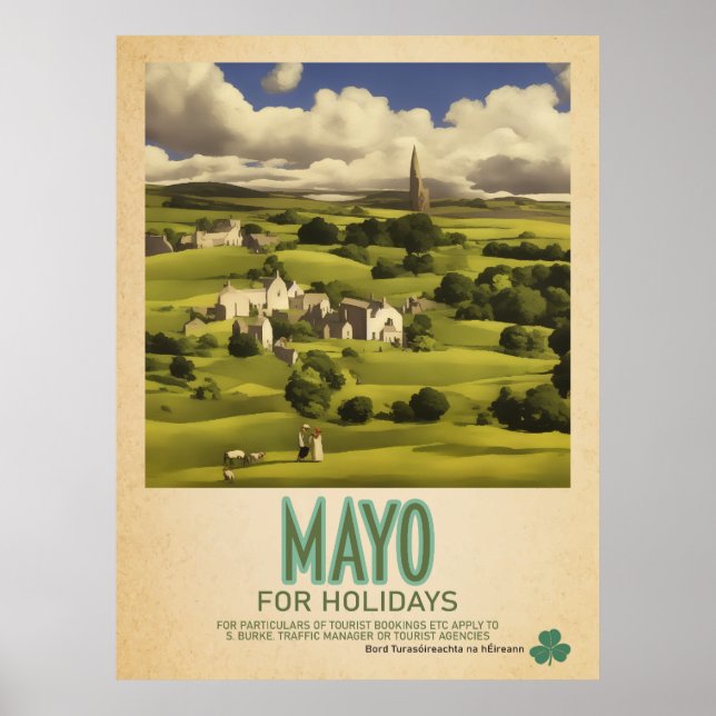 Affiche Mayo Irlande, Retro Irish Travel Advert (Devant)