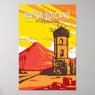 Affiche Mayon Volcano Ruines Cagsawa Philippines Voyage Ar