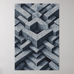 Affiche Maze 3D : Cubes géométriques en perspective