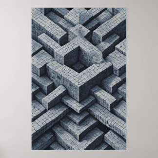 Affiche Maze 3D : Cubes géométriques en perspective