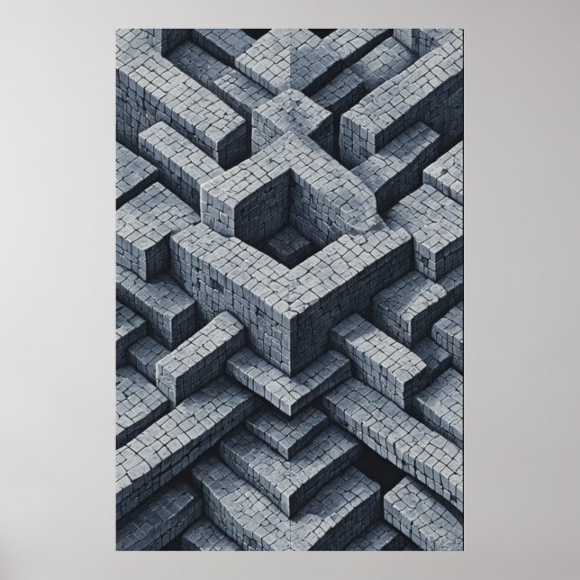 Affiche Maze 3D : Cubes géométriques en perspective (Devant)
