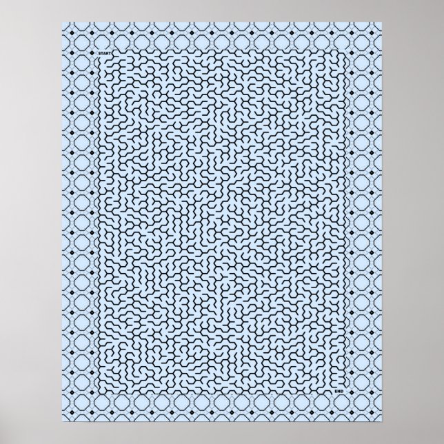 Affiche Maze Hexagon bleu (Devant)