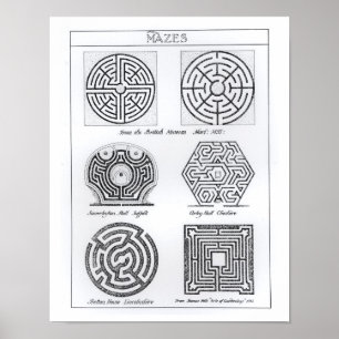 Affiche Mazes, c.1900 (gravure) (photo b/w)