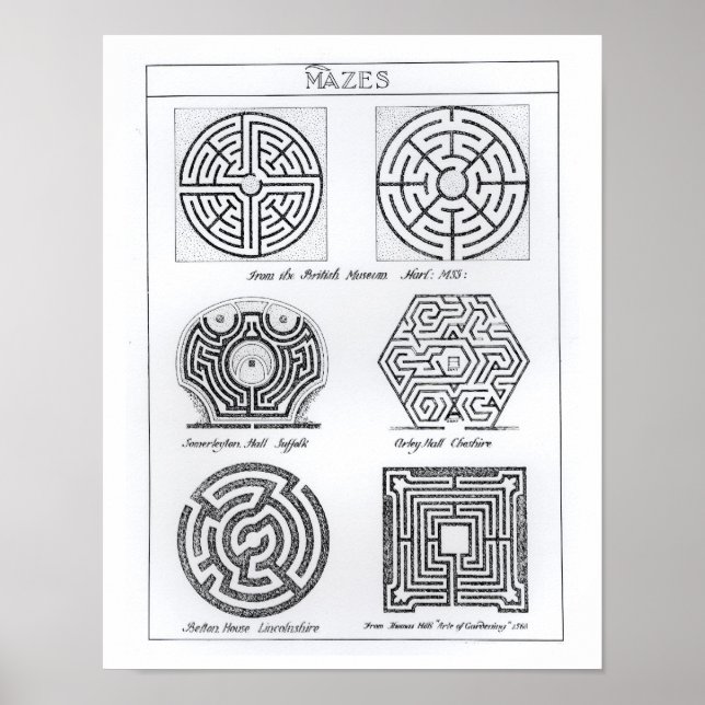 Affiche Mazes, c.1900 (gravure) (photo b/w) (Devant)