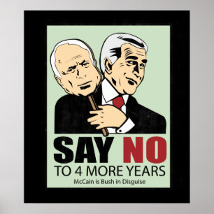 Affiche McCain et Bush. Déguisement