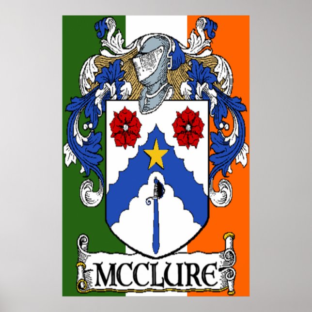 Affiche McClure Coat of Arms Irish Flag Print (Devant)