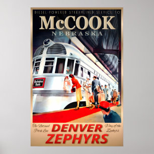 Affiche McCook Nebraska Denver Zephyrs Burlington Route