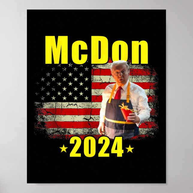 Affiche Mcdon 2024 Drôle Donald Trump Frites Cuisine F (Devant)