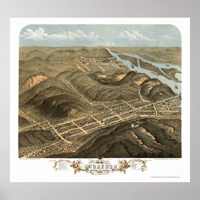 Affiche McGregor, IA Panoramic Map - 1869 (Devant)