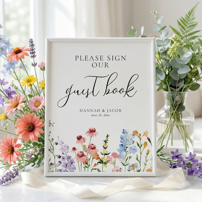 Affiche Meadow Wildflower Wedding Guest Book Sign (Créateur téléchargé)