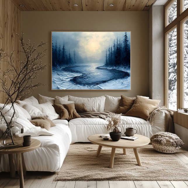 Affiche Méandre de la rivière en hiver – Scène de forêt br (Créateur téléchargé)